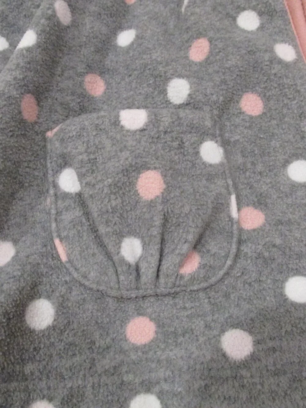 Carters Sleeveless Zip Up Vest Girls Size 24M Gray Pink‎ White Polka Dot Collar